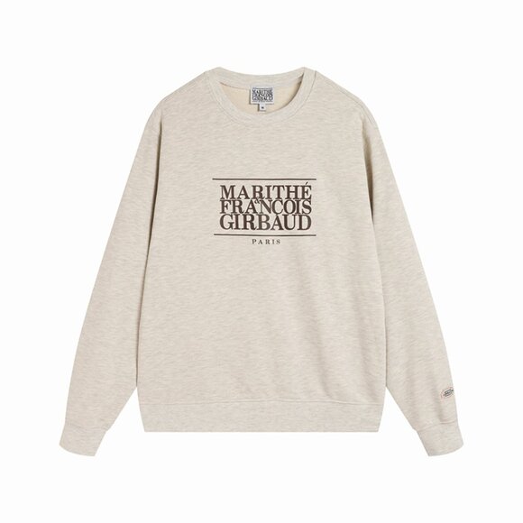 Marithe Francois Girbaud Long-Sleeved Sweatshirt In Oatmeal Grey - Picture 1 of 4